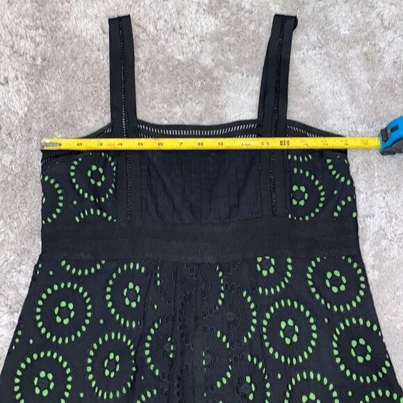 Cynthia Cynthia Steffe Black Eyelet Dress With Green Inlay Size 6 - Picture 10 of 13